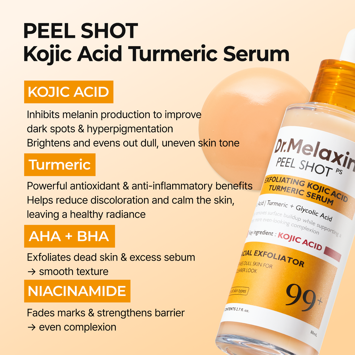 Peel Shot Kojic Acid Turmeric Serum Dr.Melaxin