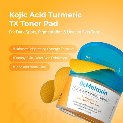 Dr.Melaxin TX Turmeric Toner Pads, 70 Sheets, Tranexamic Acid, Kojic Acid, Turmeric Dr.Melaxin